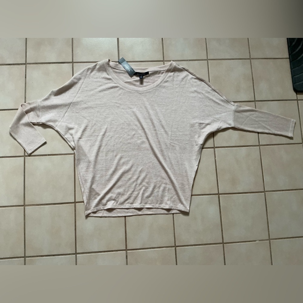 WHBM Long Sleeve Ribbed Tunic Sweater Sz Small NWT! Rose Smoke / Wht Marl